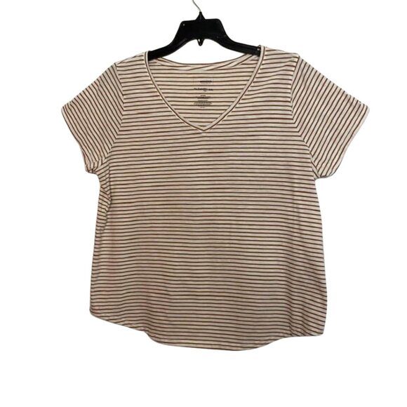 Sonoma The Everyday Tee Short Sleeve Horizontal Stripes Shirttail Hem - Picture 1 of 9